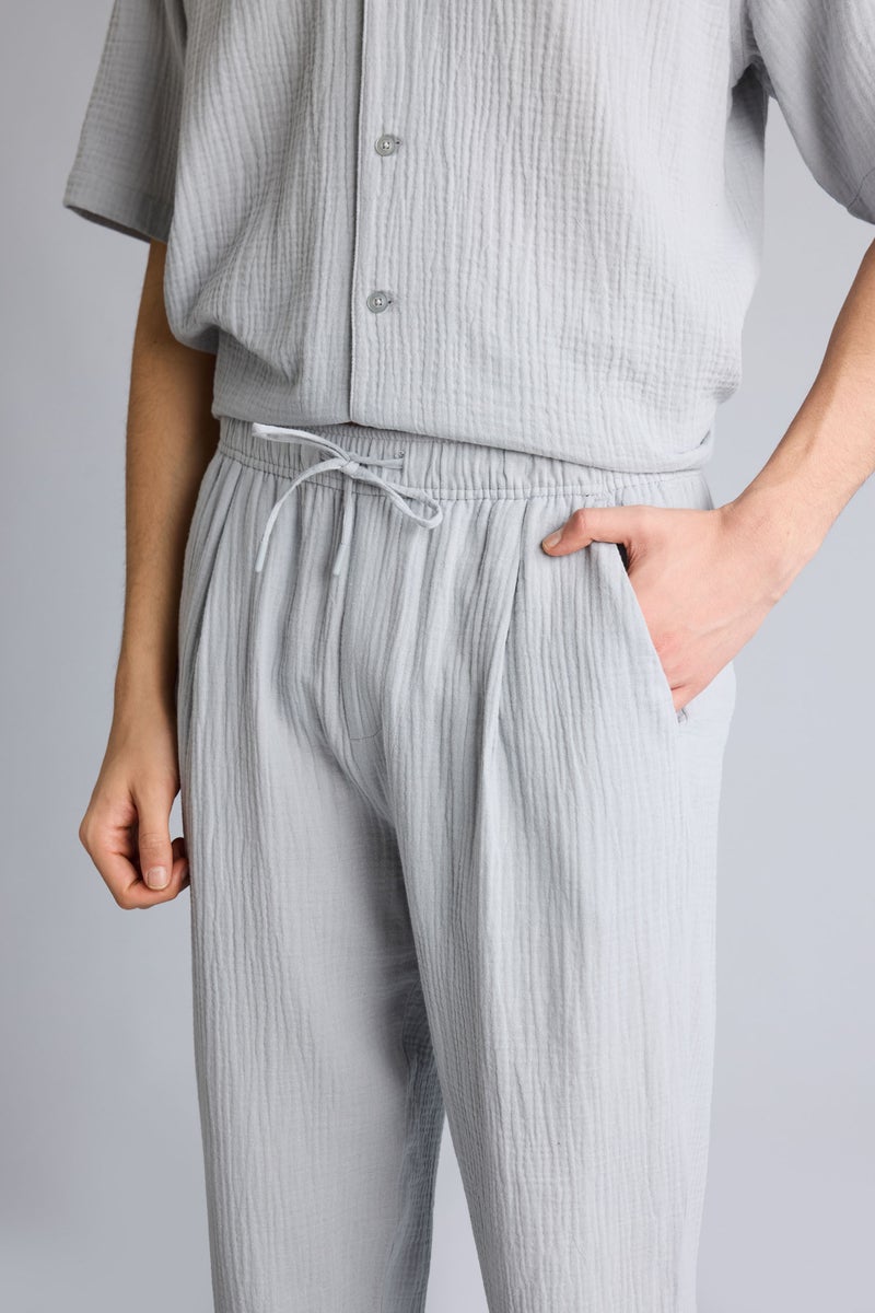 DeFacto Grey Man Relax Fit Cotton Trousers Casual - Image 4